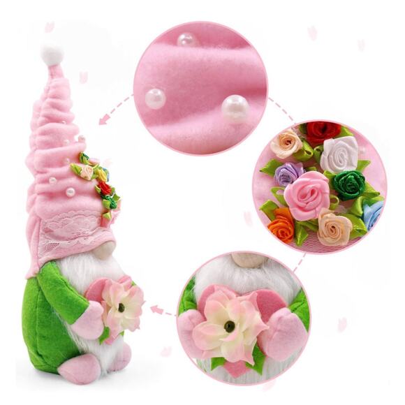 Adorable Spring Flowers, Gnomes, Handmade Shelf, dwarf figurines - Picture 4 of 7